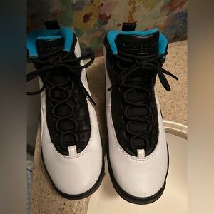 Jordan Kids Black and White Sneakers with Blue Accents